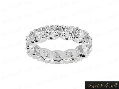 Pre-owned Jewelwesell 3.2ct Round Diamond U-prong Eternity Bridal Band Ring 950 Platinum Si1 Women's In White