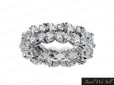 Pre-owned Jewelwesell 4.40ct Round Cut Diamond Shared Flower Wedding Eternity Band Ring Platinum Si1 In White