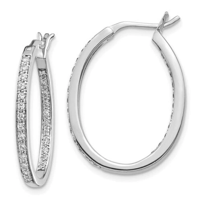 Pre-owned Goldia 14k White Gold Diamond In/out Hoop Earrings