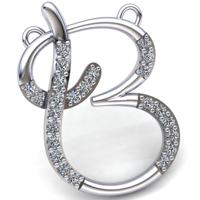 Pre-owned Jewelwesell Natural 1ct Round Cut Diamond Women's Alphabet 'b' Letter Pendant 14k Gold