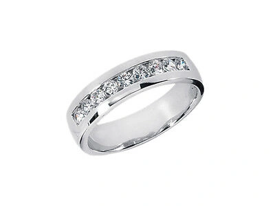 Pre-owned Jewelwesell 0.85ct Round Cut Classic Channel Set Mens Wedding Band Ring 18k White Gold I Si2