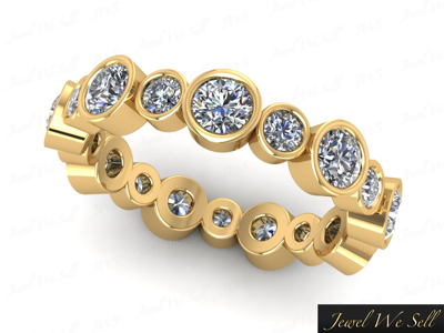 Pre-owned Jewelwesell 1.80ct Round Diamond Alternating Anniversary Eternity Band Ring 10k Gold I Si2