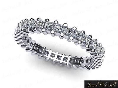 Pre-owned Jewelwesell 1.70ct Princess Diamond Shared Prong Eternity Wedding Band Ring Platinum Si1 In White