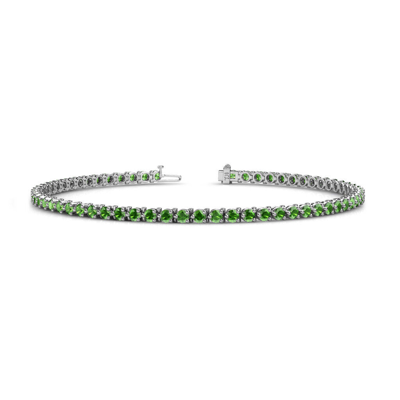 Pre-owned Trijewels Green Garnet 3-prong Womens Eternity Tennis Bracelet 3.34 Ctw 14k Gold Jp:123983