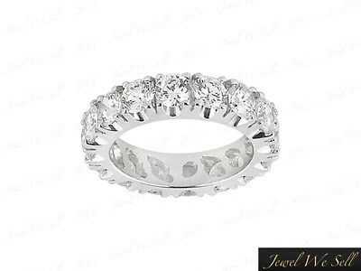 Pre-owned Jewelwesell Genuine 1.70ct Round Diamond Wedding Eternity Band Ring 950 Platinum Si1 Prong In White