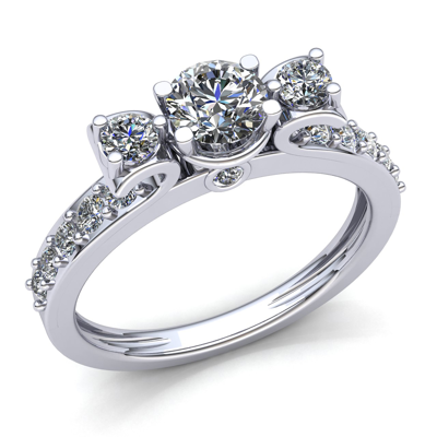 Pre-owned Jewelwesell 1.5ctw Round Cut Diamond Ladies Past Present Future Engagement Ring 14k Gold