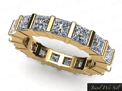 Pre-owned Jewelwesell 3.25ct Princess Diamond Bar Set Eternity Wedding Band Ring 14k Yellow Gold F Vs2 In White