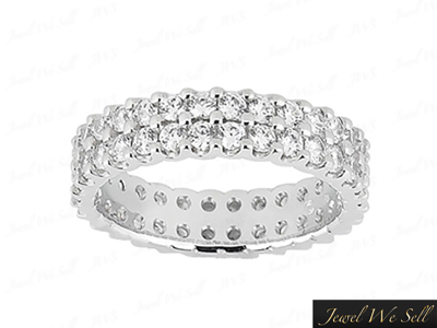 Pre-owned Jewelwesell Natural 2.70ct Round Diamond 2row U-prong Eternity Wedding Ring 10k Gold G-h I1 In Gh