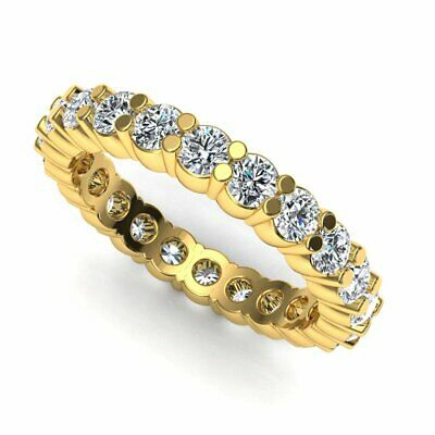 Pre-owned Jewelwesell 2.20ct Round Cut Diamond Shared Prong Eternity Band Ring 18k Yellow Gold H Si2