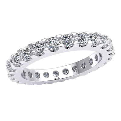 Pre-owned Low Shared U-prong Set Eternity Band Ring 1.75 Carat Round Cut Diamond 14k Gold
