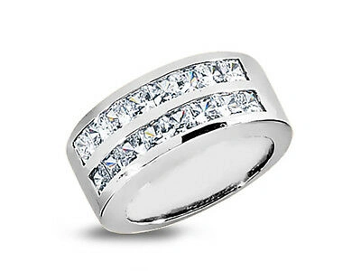 Pre-owned Jewelwesell 2.08ct Diamond Wedding Band Ring 14k White Gold Princess Cut Channel Set Si1