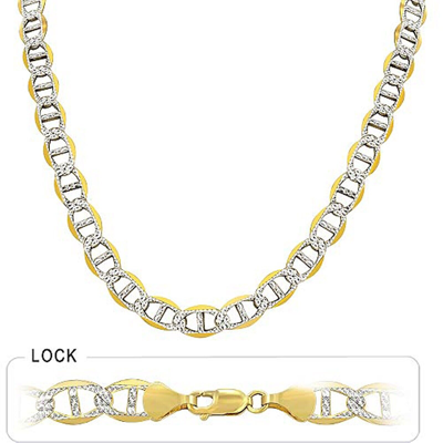 Pre-owned Gd Diamond 42gm 14k Solid Gold Two Tone Men's Pave Mariner Concave Chain 20" 7.5mm Necklace In Multicolor