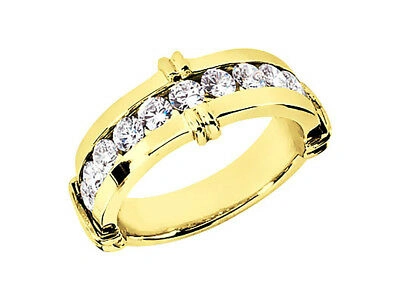 Pre-owned Jewelwesell 1.80ct Round Cut Mens Wedding Band Ring 18k Yellow Gold Si1 Channel Setting