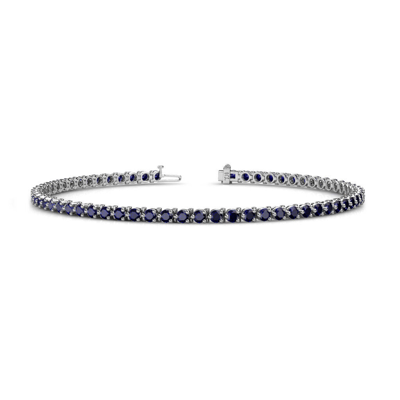 Pre-owned Trijewels Blue Sapphire Womens Eternity Tennis Bracelet 2.78 Ctw 14k Gold Jp:123971