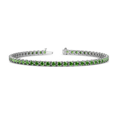 Pre-owned Trijewels Green Garnet 3-prong Womens Eternity Tennis Bracelet 4.12 Ctw 14k Gold Jp:124109