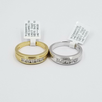 Pre-owned Globalwatches10 14k Yellow/white Gold Band Weeding Diamond Rings 0.50 Ct Men's Band Ring, Real