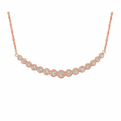 Pre-owned Morris 1.00 Carat Natural Diamond Necklace 14k Rose Gold Si 18 Inches Chain