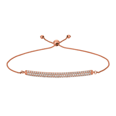 Pre-owned Morris 1.00 Carat Natural Diamond Bolo Bar Bracelet Si 14k Rose Gold 7'' Adjustable