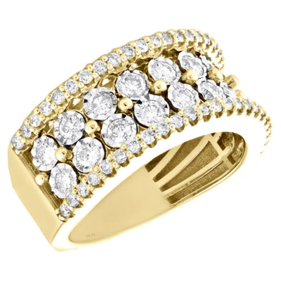 Pre-owned Jfl Diamonds & Timepieces 10k Yellow Gold Round Diamond 11mm Fancy Wedding Band Anniversary Ring 1.90 Ct. In White