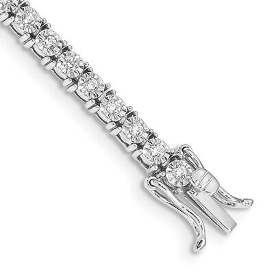Pre-owned Skyjewelers Real 14kt White Gold Illusion Setting Diamond Chain Bracelet; 7 Inch