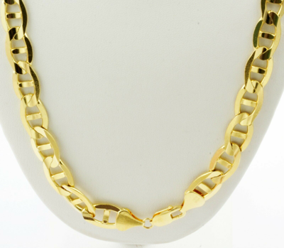 Pre-owned Gd Diamond 10 Mm 30" 97 Gm 14k Gold Solid Yellow Men's Heavy Mariner Concave Chain Necklace