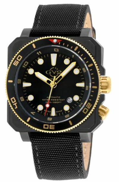 Pre-owned Gv2 By Gevril Men's 4544 Xo Submarine Swiss Automatic Sw200 Black Canvas Watch