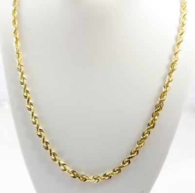 Pre-owned Gd Diamond 4mm 26" 35 Gm 14k Solid Gold Yellow Men's Womens Diamond Cut Rope Chain Necklace