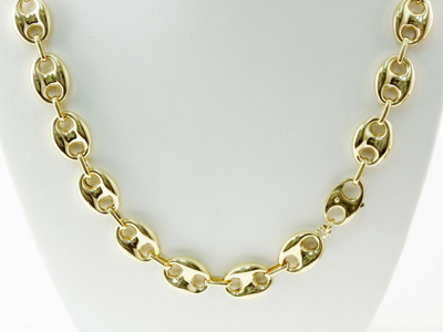 Pre-owned Gd Diamond 61.50 Gm 14k Yellow Gold Men's / Women's Puff Mariner Chain Necklace 30" 13 Mm In No Stone