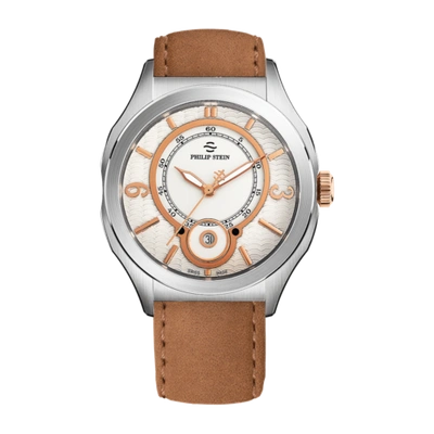 Pre-owned Philip Stein Prestige Round Large - Model 16-frgw-cstcc Watch