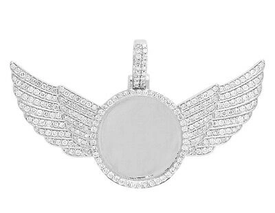 Pre-owned Jewelry Unlimited White Gold Angel Wing Memory Frame Pendant 3.5ct
