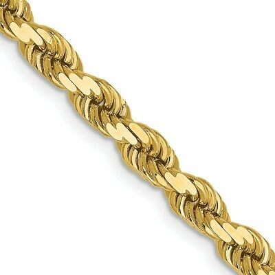 Pre-owned Skyjewelers Real 14kt Yellow Gold 4mm Diamond-cut Rope Chain; 24 Inch; Lobster Clasp