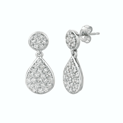 Pre-owned Morris 1.15 Carat Natural Diamond Pear & Round Shape Drop Earrings Si 14k White Gold