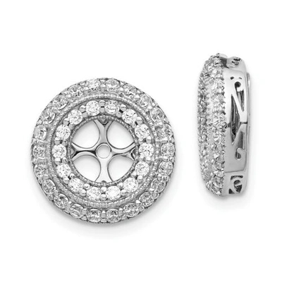 Pre-owned Accessories & Jewelry 14k White Gold Round Diamond Tiered Halo Stud Earring Jacket 1/2 Ct To 1.90 Ct. In I - J