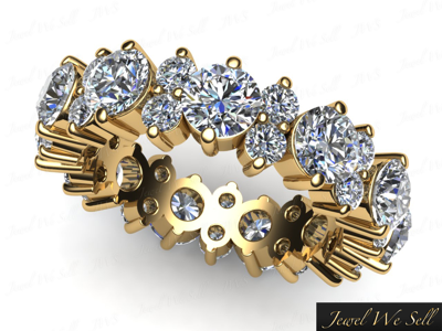 Pre-owned Jewelwesell Natural 3.00ct Round Brilliant Cut Diamond Garland Eternity Ring 10k Gold G-h I1 In Gh