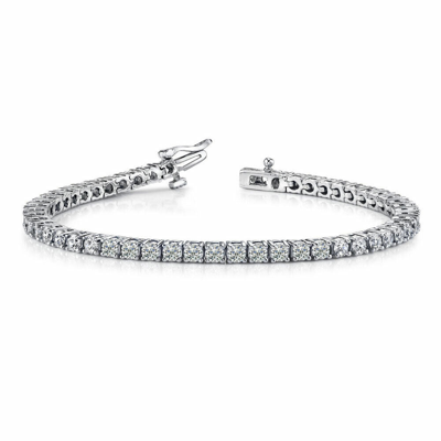 Pre-owned La 5.00 Ct Tw Round Diamond Tennis Bracelet In 14 Kt Prong Setting In White
