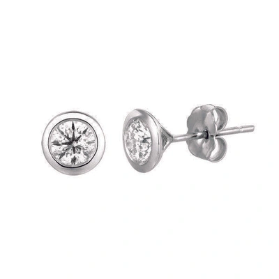 Pre-owned Morris 1.00 Carat Natural Diamond Bezel Stud Earrings Si 14k White Gold