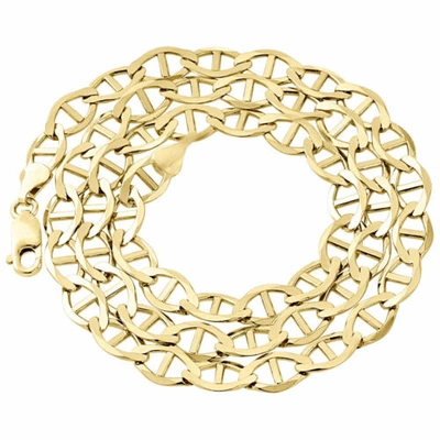 Pre-owned Jfl Diamonds & Timepieces Real 10k Yellow Gold Solid Flat Mariner Chain 7.50mm Necklace Plain 22-30 Inches