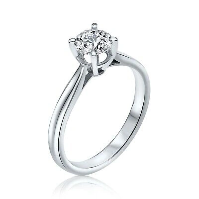 Pre-owned Kgm Diamonds Gia Round Natural Diamond 0.75ct White Gold Solitaire Engagement Ring Valentine