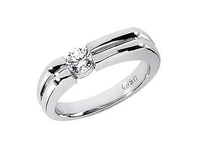 Pre-owned Jewelwesell Genuine 0.50ct Round Solitaire Mens Wedding Band Ring 950 Platinum F Vs2 Bezel