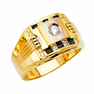 Pre-owned Tdgj 14k Yellow Gold Cubic Zirconia Men's Ring / Avg. Weight - 11.5 Grams