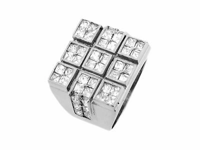Pre-owned Jackani 10k Or 14k White Gold Square White Cz Tic Tac Toe Design Mens Ring
