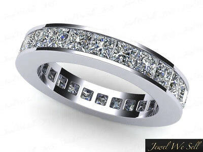 Pre-owned Jewelwesell 1.85ct Princess Diamond Classic Channel Set Eternity Band Ring 950 Platinum Si In I