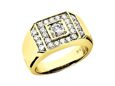 Pre-owned Jewelwesell Genuine 1.10ct Round Cut Mens Bridal Band Ring Solid 18k Yellow Gold I Si2 Prong