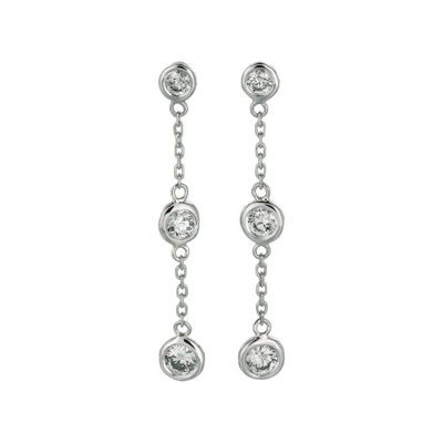 Pre-owned Morris 1.00 Ct Natural Diamond Bezel Drop Earrings G-h Si In 14k White Gold
