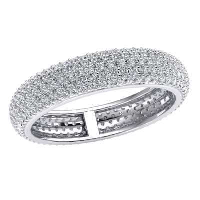 Pre-owned Jewelwesell Natural 1.75 Carat Domed 5-row Pave Eternity Band Ring Genuine Diamond 18k Gold