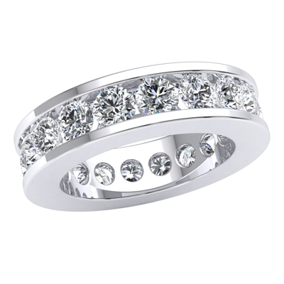 Pre-owned Jewelwesell Natural 4.50ct Channel Set Stackable Bridal Eternity Band Ring Diamond 18k Gold