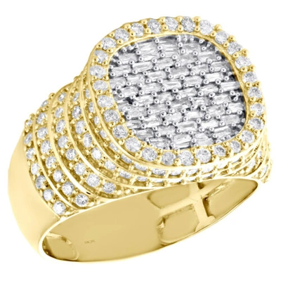 Pre-owned Jfl Diamonds & Timepieces 10k Yellow Gold Baguette Diamond Square Step Shank Band 15mm Pinky Ring 1.80 Ct. In White
