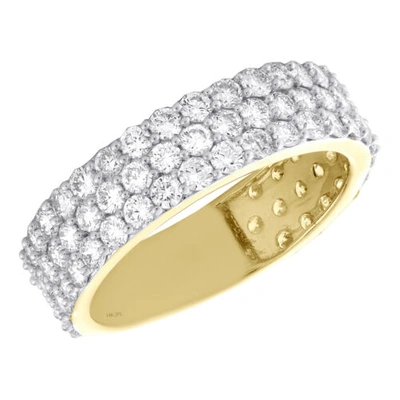 Pre-owned Jfl Diamonds & Timepieces 14k Yellow Gold Round Diamond Pave Wedding Band 6.50mm Prong Set Ring 2.87 Ct. In White