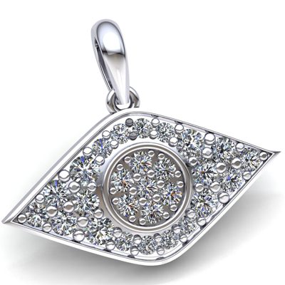 Pre-owned Jewelwesell Natural 1.5carat Round Cut Diamond Cluster Evil Eye Pendant 14k Gold