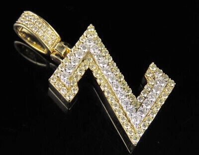Pre-owned Jewelry Unlimited Z Initial Custom Letter Diamond Pendant Charm In 10k Two Tone Gold 1 1/2 Ct 1.5" In G-h